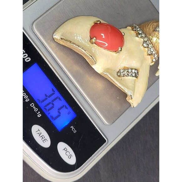 RARE VTG KJL Kenneth Jay Lane Enamel, Rhinestone & Faux Coral Walrus Brooch READ - Picture 5 of 13